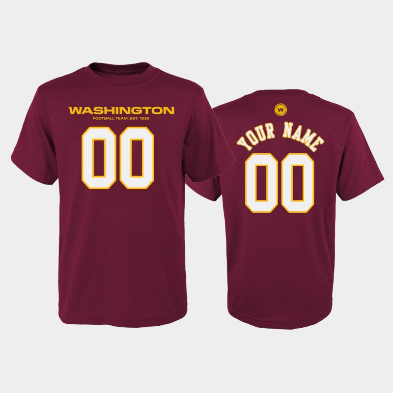 Men's Washington Football Team ACTIVE PLAYER Name & Number Custom 2020 Burgundy T-Shirt